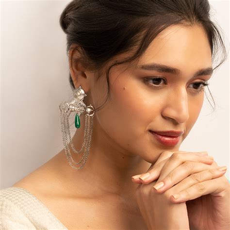 Buy Ribbon Silver Earrings By Moha Online by MOHA
