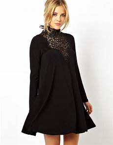 swing dresses lyst asos lace insert swing dress in black swing dresses lyst asos lace insert swing dress in black