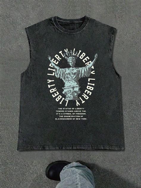 Men Plus Size New Sleeveless Streetwear Casual Graphic Statue Of ...