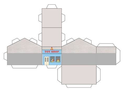 Printable Toy Shop Building Paper Template | Paper models house, Free ...