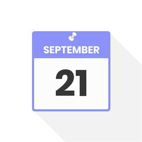 September 21 calendar icon. Date, Month calendar icon vector ...