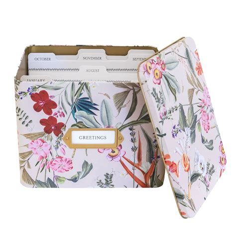 Vinca Blue Stationary File, Card Organizer Storage Box with Dividers ...