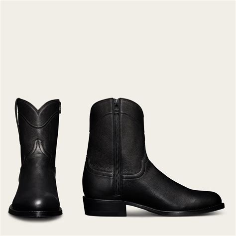 Black Italian Leather Bastrop Slip On Zipper Western Cowboy Boots - Co