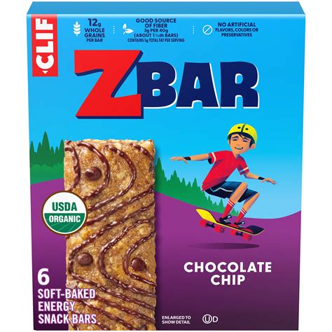 Clif ZBar Organic Energy Snack Bars - Chocolate Chip - Shop Granola ...