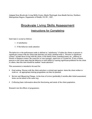Brookvale Living Skills Assessment - Fill Online, Printable, Fillable ...