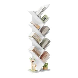 EUGAD Bookcase Standing Shelf Unit Tree-shape Storage Shelves with 10 ...
