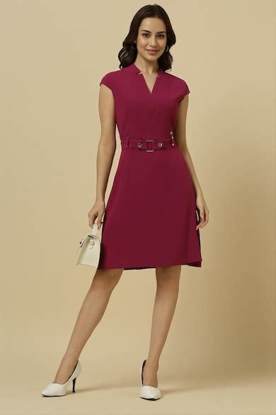 Buy Women Maroon Solid Formal Dress Online - 39724852 | Allen Solly