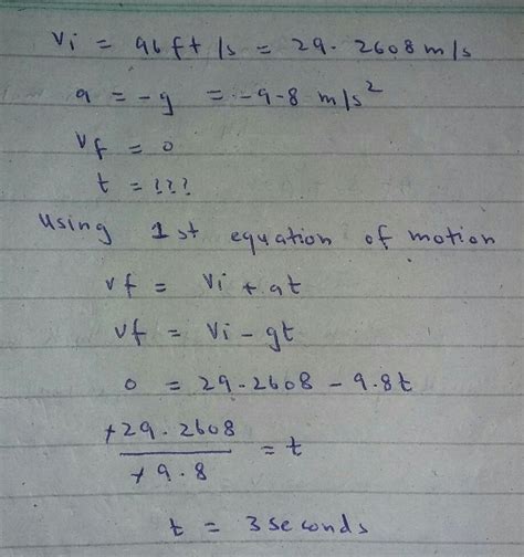 A body thrown with an initial speed of 96ft/s reaches the ground after ...