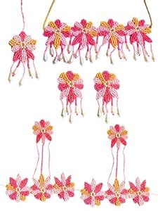 Buy Tipsy Closet Floral Jewellery Set for Bride Haldi Ceremony Choker ...
