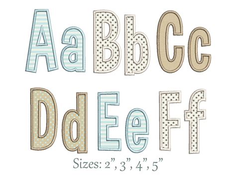 Buy Narrow Applique Font Machine Embroidery Alphabet 4 Sizes: 2, 3, 4 ...