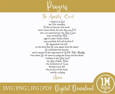 The Apostles' Creed SVG PNG JPG Pdf Silhouette Cricut - Etsy India