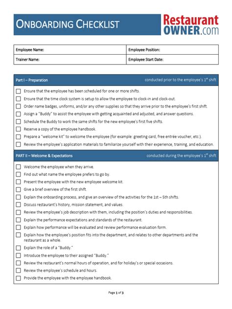 Onboarding Checklist | PDF