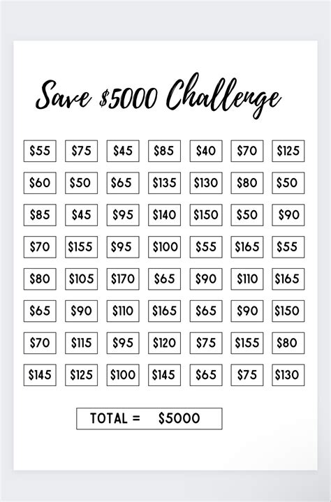 Save 5000,savings Log,save 5000 in 52 Weeks Money Challenge,52 Week ...