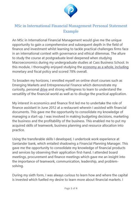 Image result for Finance Personal Statement Examples