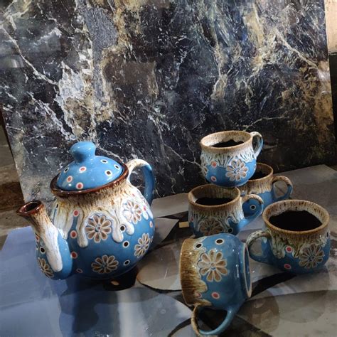 Buy SPEICAL PARJAPATI Son's Ceramic Kettle & Cup Set with for Tea ...