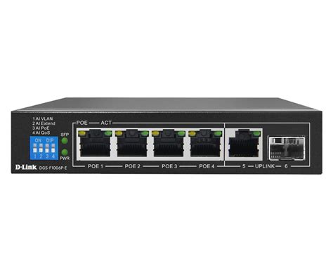 D-Link 4-Port Gigabit Unmanaged PoE Switch [DGS-F1006P-E], 4 Port 1000 ...
