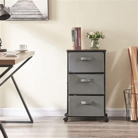 Buy MAX Houser Nightstand with 3 Drawers,Fabric Dresser Drawer ...
