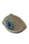 Buy Silver Rhinestones, Crystals Evil Eye Shaped Clutch by Oceana ...