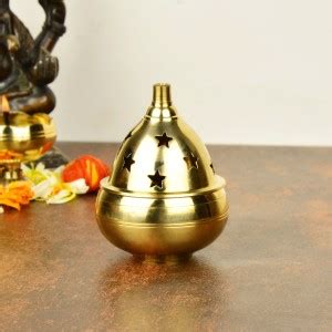 StyleMyWay Covered Brass Akhand Jyoti Diya for Pooja (180 gm , LxBxH ...