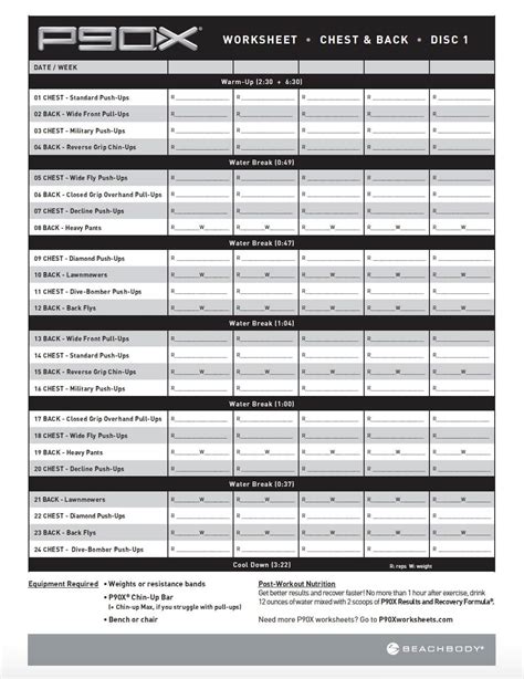 Free P90X Workout Sheets | PDF Download Here