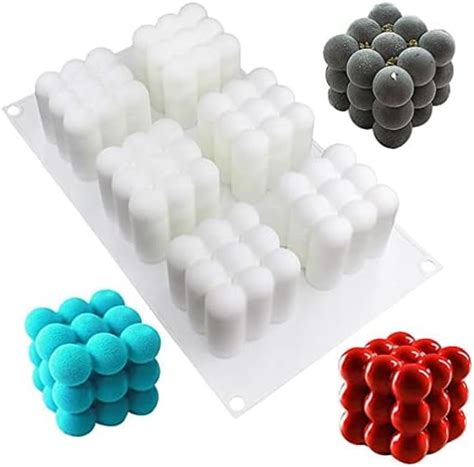 Radiance Store 3D Bubble Candle Cube Molds for Candles Soap Making Cake ...