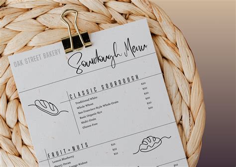 Sourdough Bread Menu, Pricing & Options List; Custom Bakery Menu; Home ...