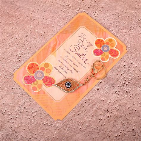Talisman Evil Eye Keychain With Sister Greeting Card