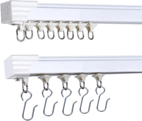 Buy 2 Set 6ft Ceiling Track for Curtains, Never Rust & Enough Rollers ...