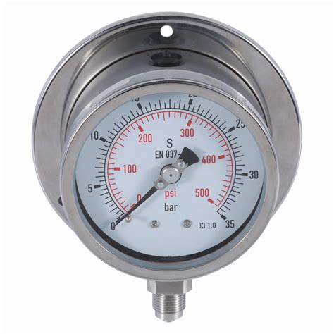 Premium Stainless Steel Panel Mounting Liquid Filled Pressure Gauge, 35 ...