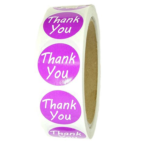 Purple"Thank You" Labels Stickers - 1" Diameter - 500 ct Roll - SL072F ...