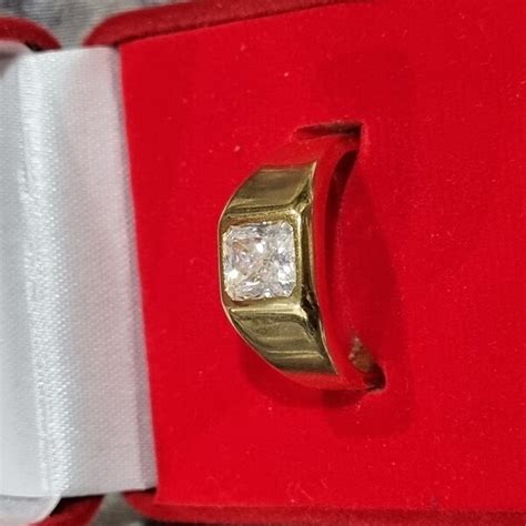 Buy Moissanite Round Diamond Men's Ring, Solid Gold Gents Ring ...