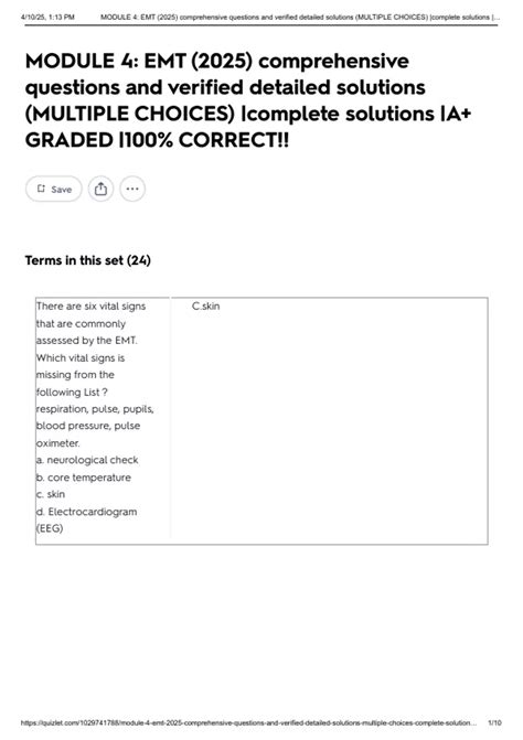 MODULE 4: EMT (2025) comprehensive questions and verified detailed ...
