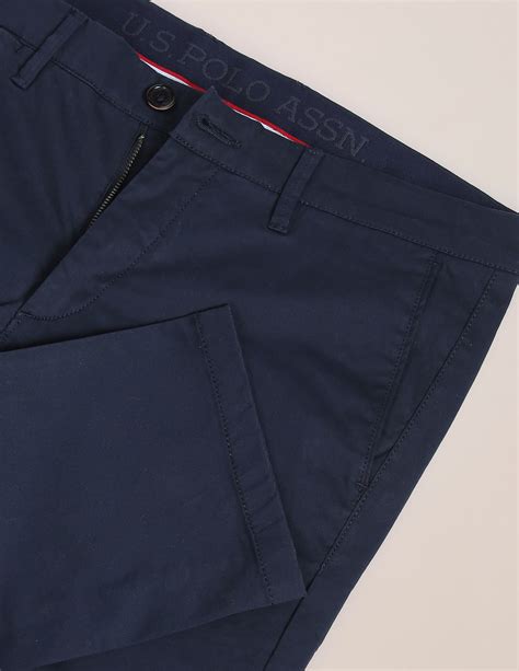 Men Navy Solid Mid Rise Casual Trousers – U.S. Polo Assn. India