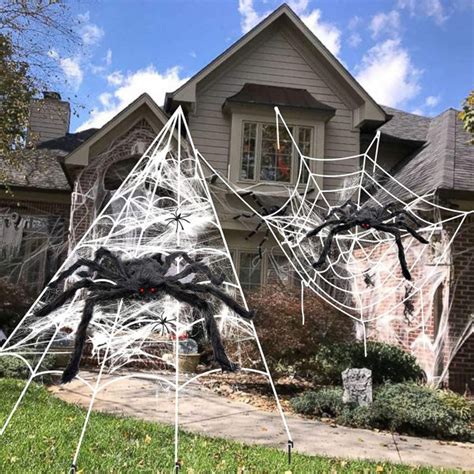 Led Halloween Spider Web Light Net Lights And 1 Black For Yard Garden ...