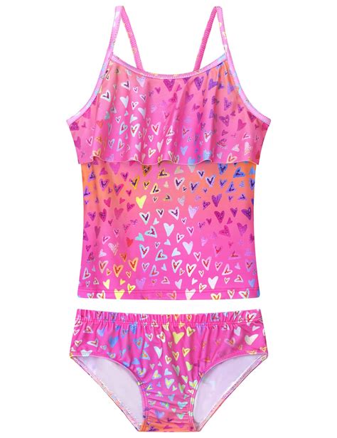 Nokecina Girls Swimsuit 2 Piece Kids Tankini Swimsuits Tween Bathing ...