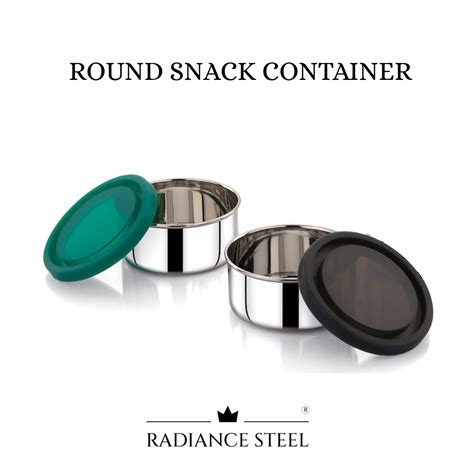 Stainless Steel Round (150 ml /250 ml) Snack Box With Silicone Lid | A ...