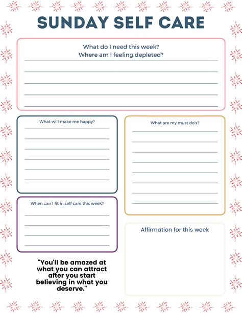 Printable Self Care Activities