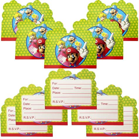Buy 30 Pcs Mario Birthday Invitation Cards,Mario Birthday Party ...