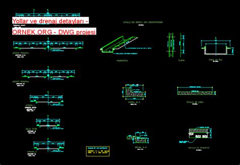 Proje Sitesi | Yollar ve drenaj detayları Autocad Projesi