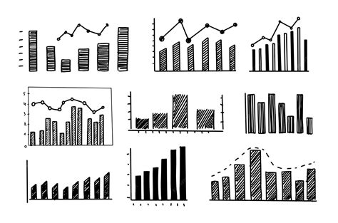 Graphs on white background set hand drawn vector | Premium Vector