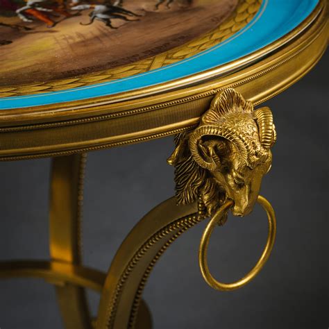A Pair of Louis XVI Style Gilt-Bronze and Porcelain Low Side Tables For ...