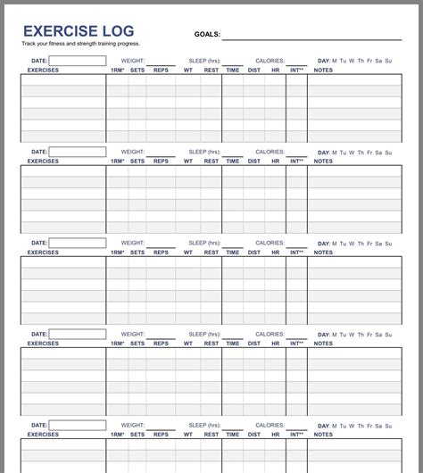 Monthly Exercise Log Printable 的图像结果