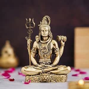 7 Inch Brass Lord Shiva Statue Bhagwan Shiv Ji Sitting On Base Idol ...