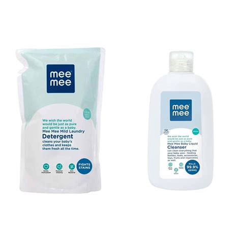 Mee Mee Mild Baby Liquid Laundry Detergent Refill Pack, 1.2L & Anti ...