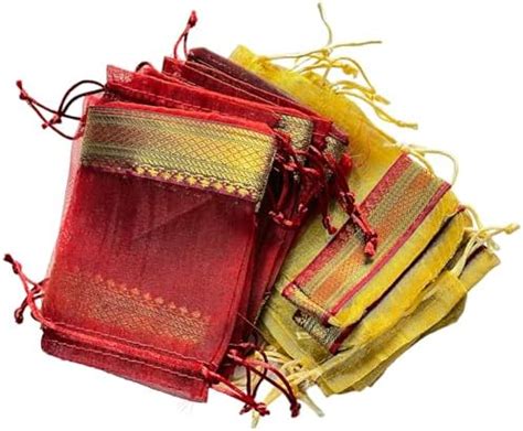 Kriwin Small Size Silk Organza Potli Gift Bags Coin Bags(15 X 10 Cm ...
