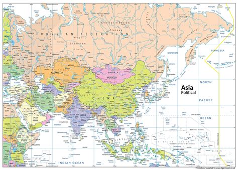 Buy Tiger Moon Large A1 Asia Political for Hanging on Wall/Displaying ...