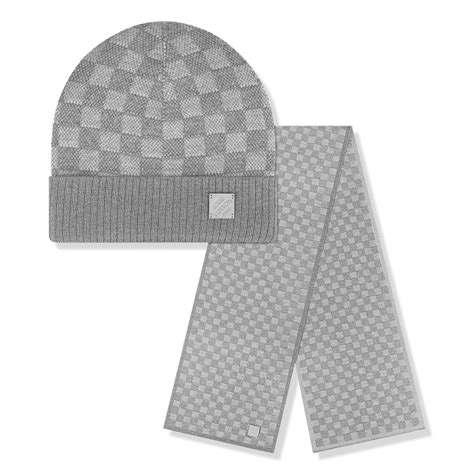 Louis Vuitton Néo Petit Damier Grey Beanie & Scarf & M77985