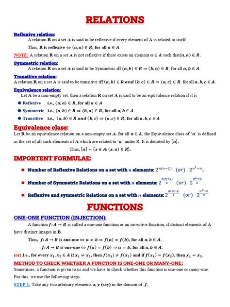 Image result for Relations and Functions a Level Math