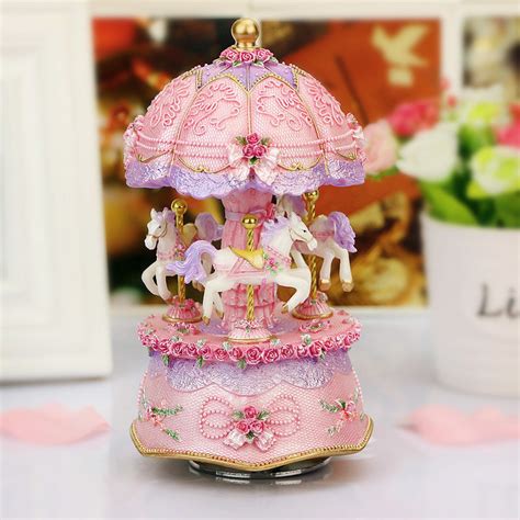 Carousel Music Box Horse Christmas Girls Musical Luxury 3 Horses Rotate ...