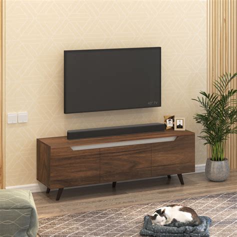 Blesky Mini Floor Standing TV Entertainment Unit & Cabinet with Décor ...